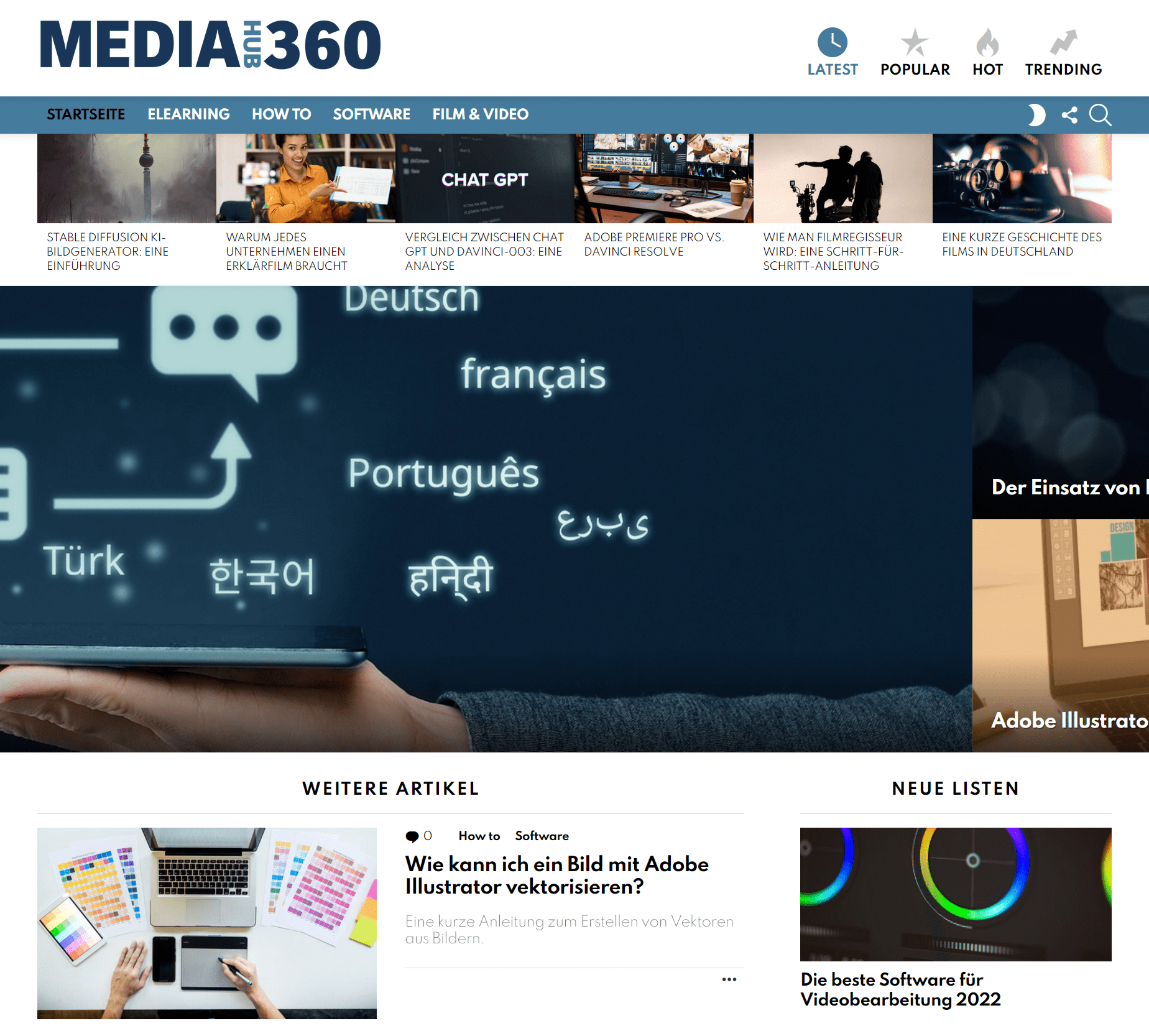 Mediahub360 startseite that works media