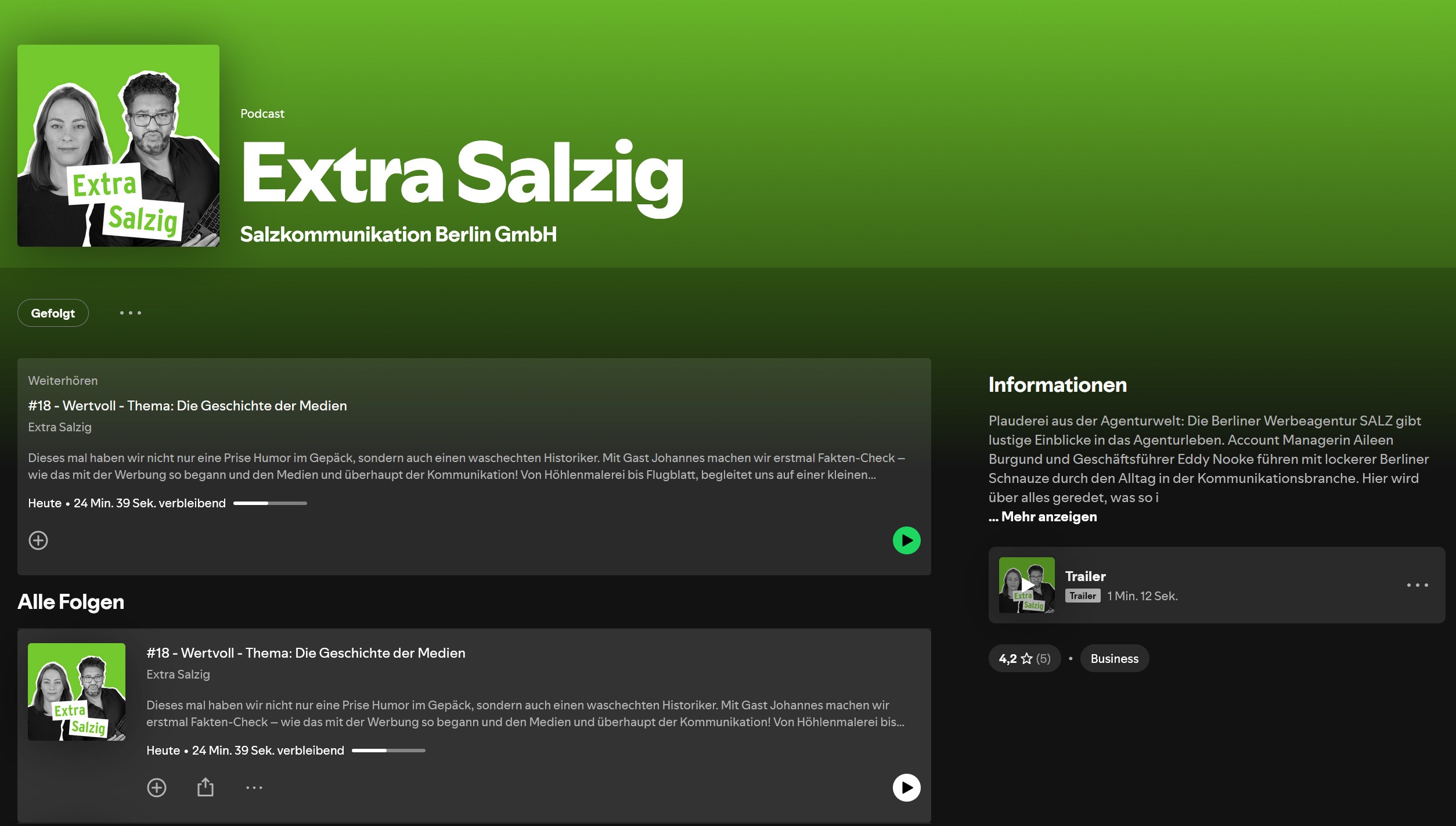 Extra Salzig Podcast SALZ That Works Media Agentur Geschichte 01