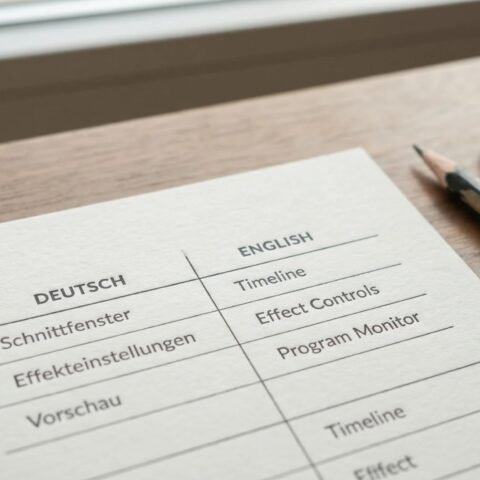 Premiere Pro Deutsch Englisch Überetzungstabelle
