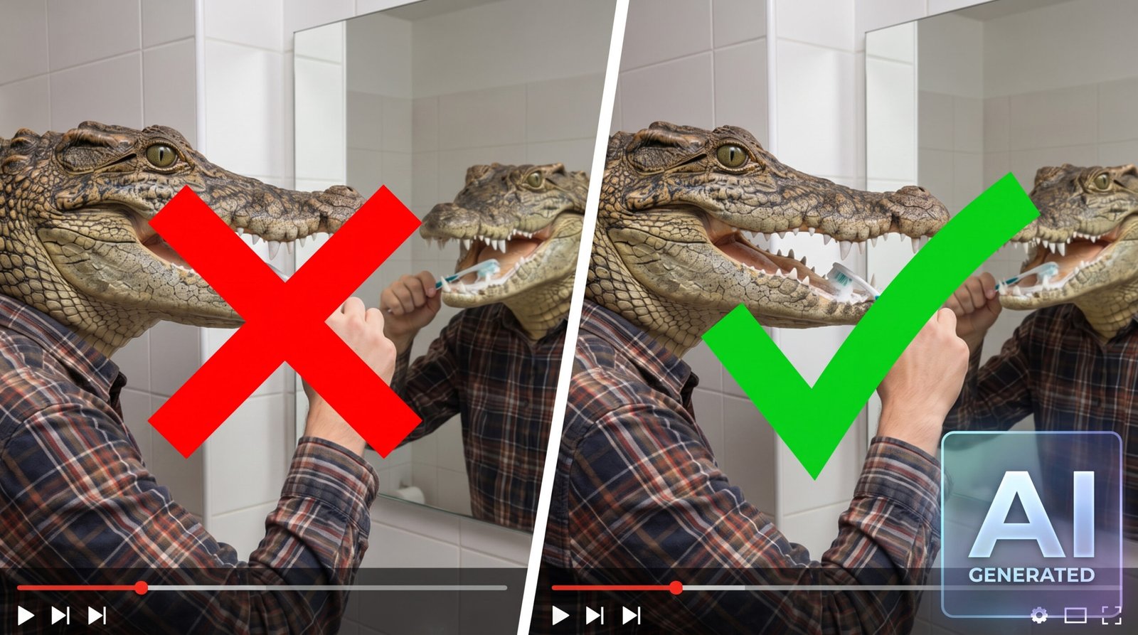 Muss ich KI-Werbevideos kennzeichnen? - Krokodil Badezimmer