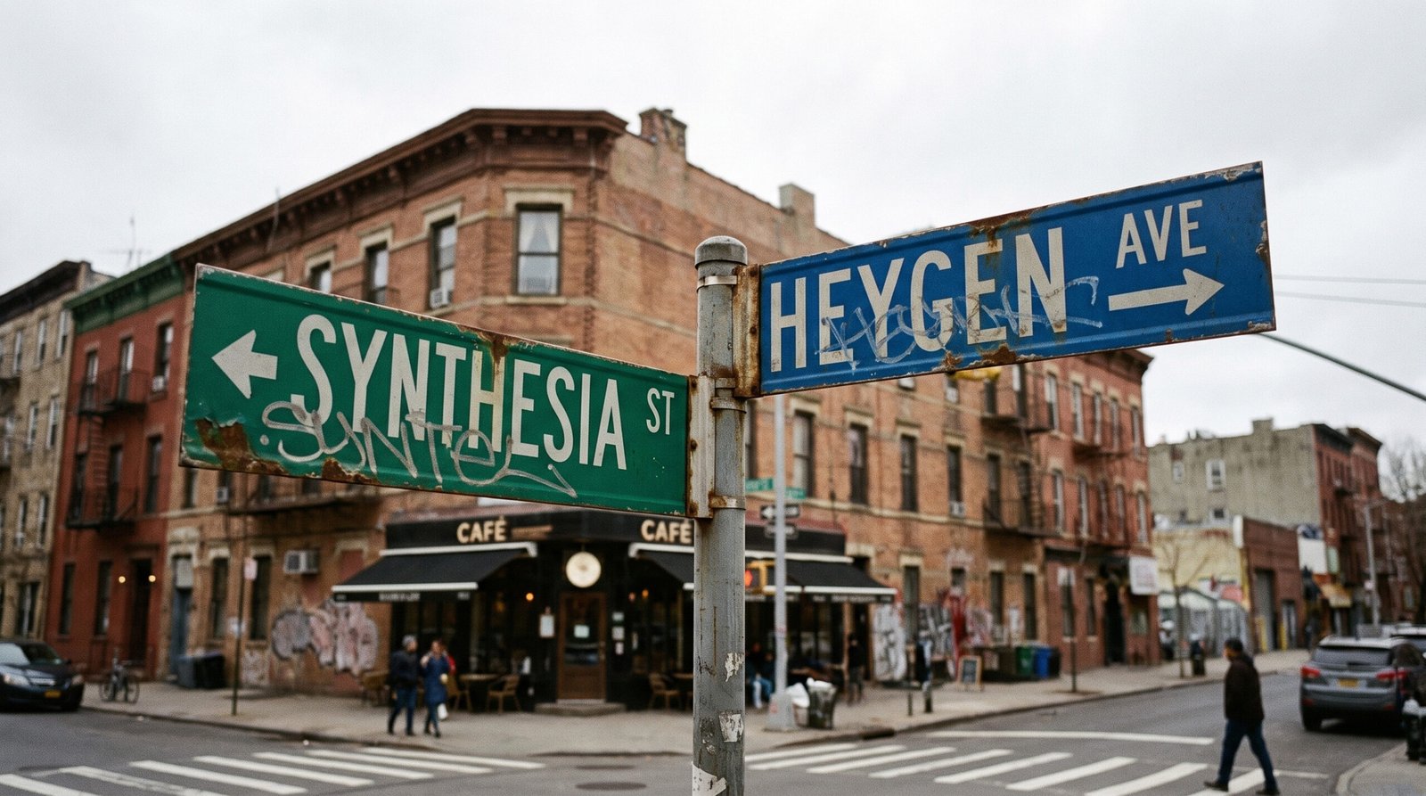 Wie generieren Unternehmen KI-Avatare EU AI ACT konform? - Synthesia, Heygen, Straße, Schilder