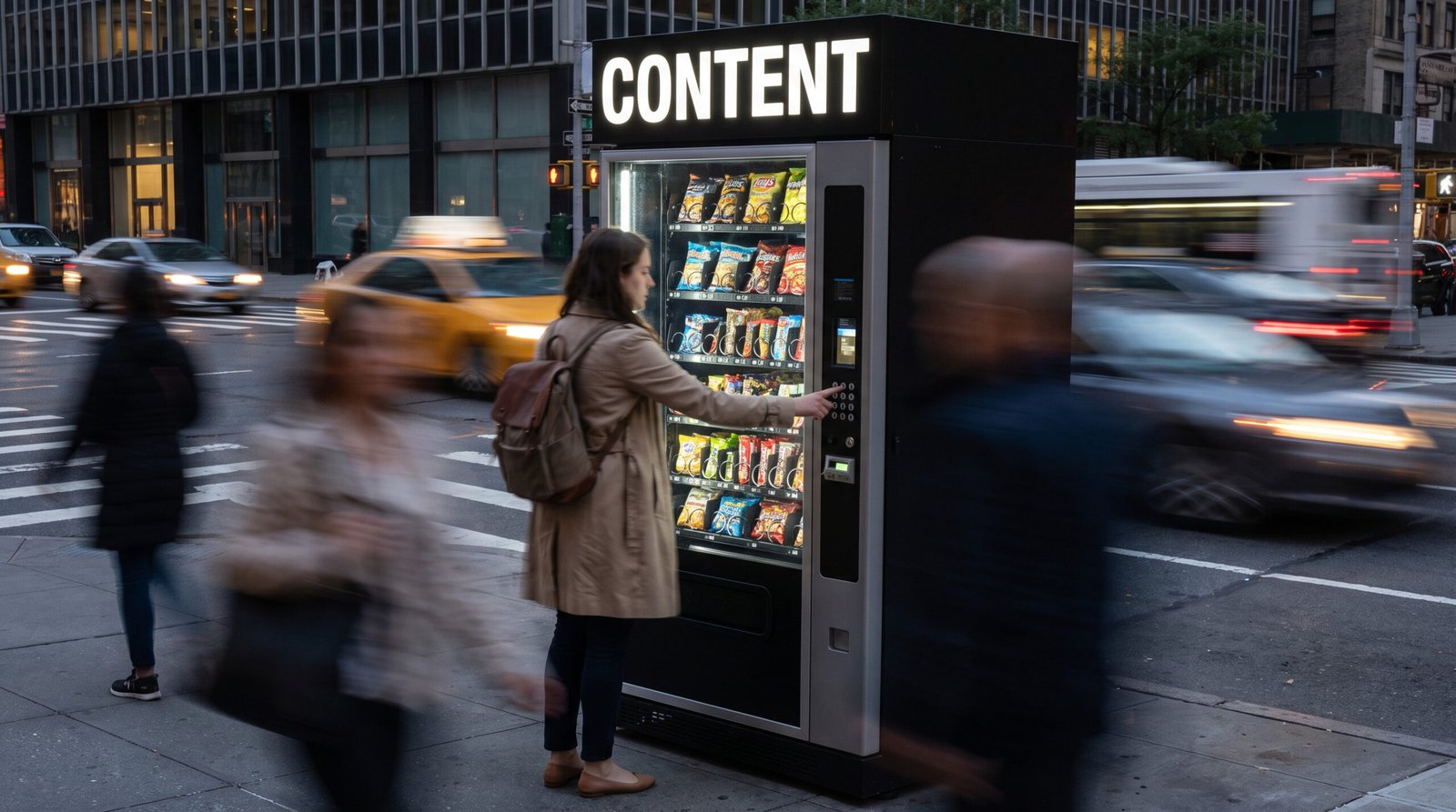 Pro und Contra der Content-Automatisierung im Marketing - Content, Automat, Straße Pro und Contra der Content-Automatisierung im Marketing - Content, Automat, Straße
