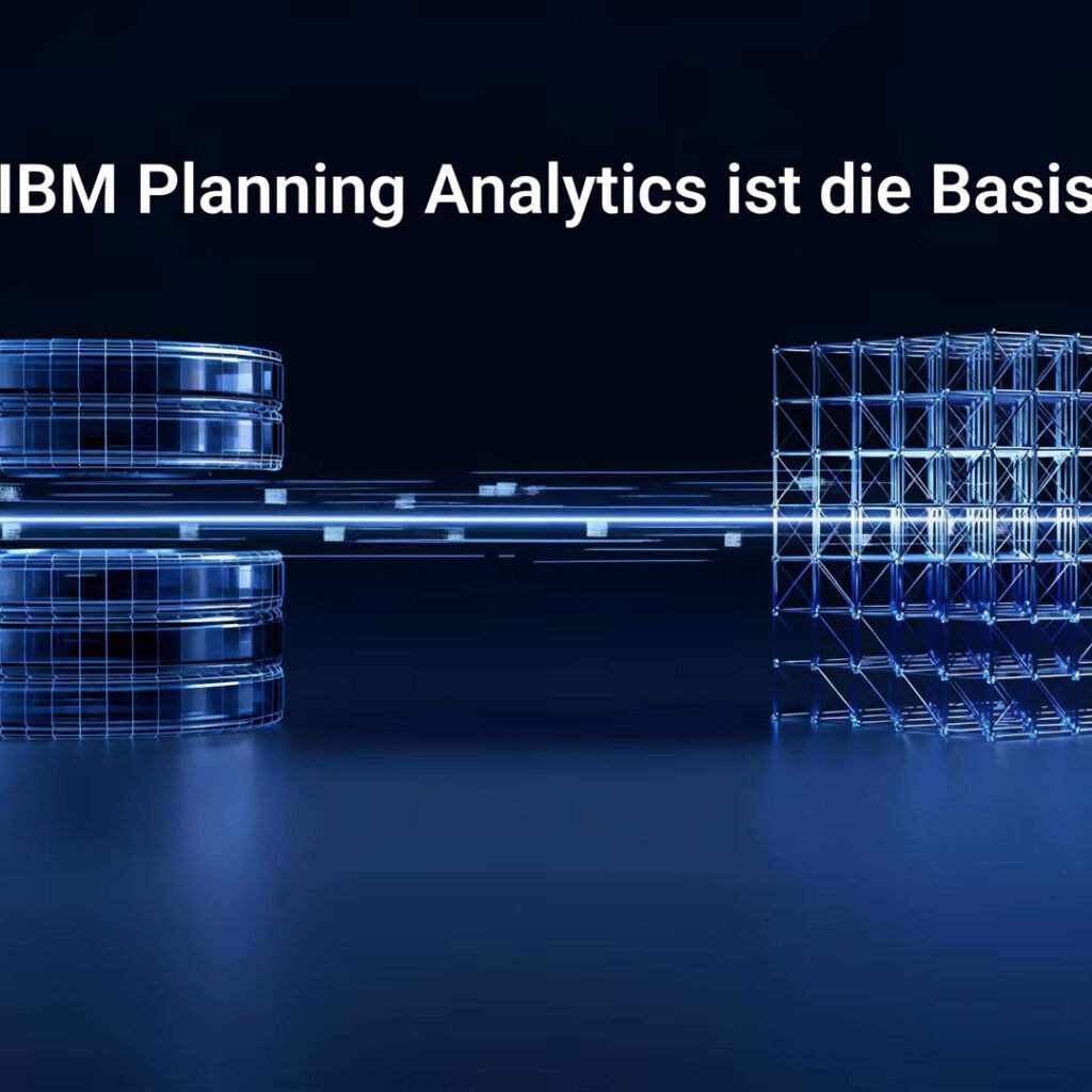 05_virtivity-imagefilm-ibm-planning-analytics 3D-Datenspeicher und Würfelgitter mit dem Untertitel IBM Planning Analytics ist die Basis