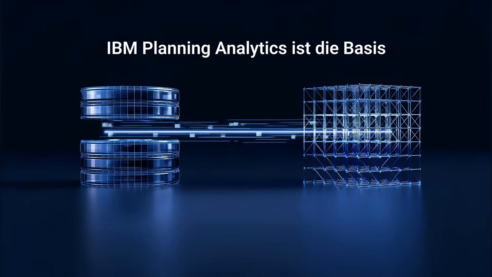 3D-Datenspeicher und Würfelgitter mit dem Untertitel IBM Planning Analytics ist die Basis